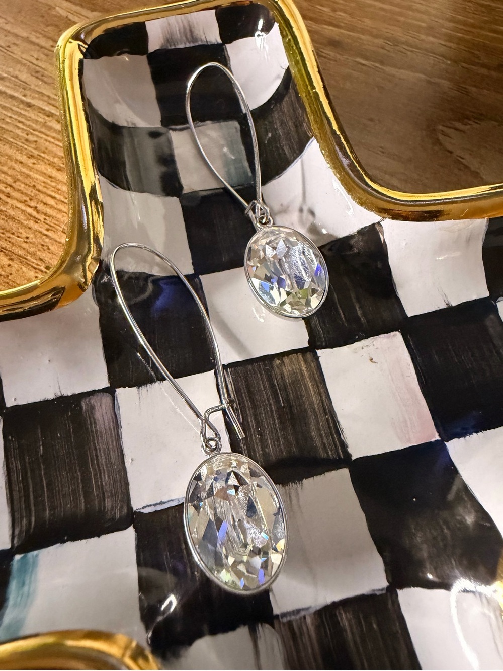 Swarovski Clear Crystal Oval Drop Earrings